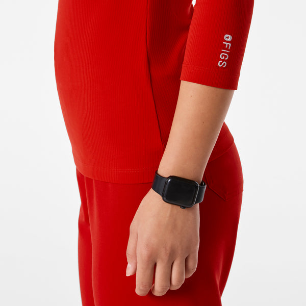 women's Winning Red Ribbed - ¾ Sleeve Underscrub