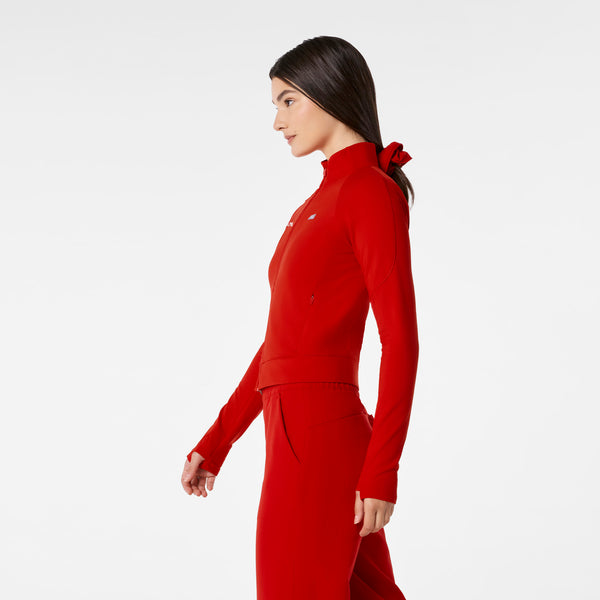 women's Winning Red On-Shift ContourKnit Cropped Scrub Jacket™