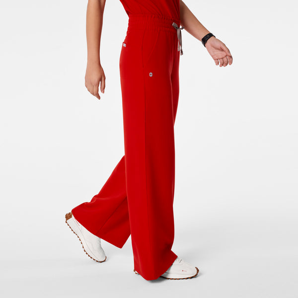 women's Winning Red High Waisted Allison Ultra Wide Leg - Scrub Pant
