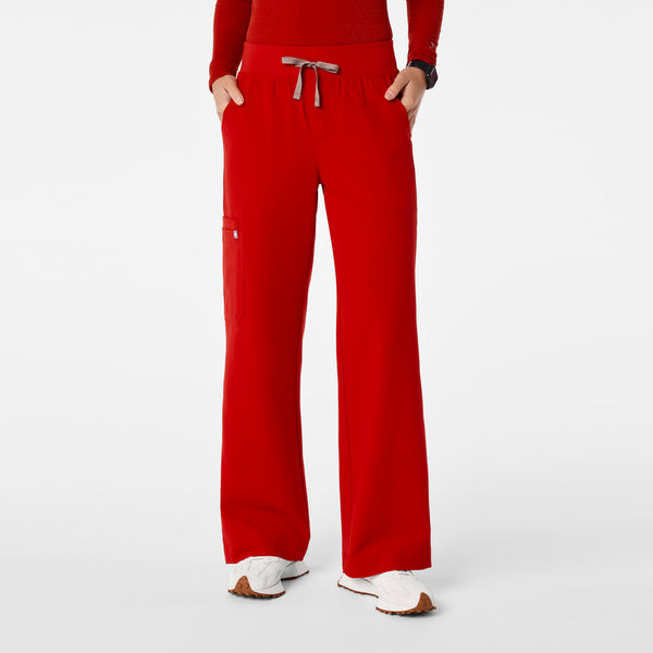 women's Winning Red High Waisted Isabel Wide Leg - Scrub Pant