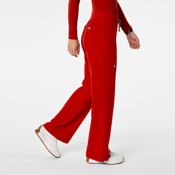 women's Winning Red High Waisted Isabel Wide Leg - Scrub Pant