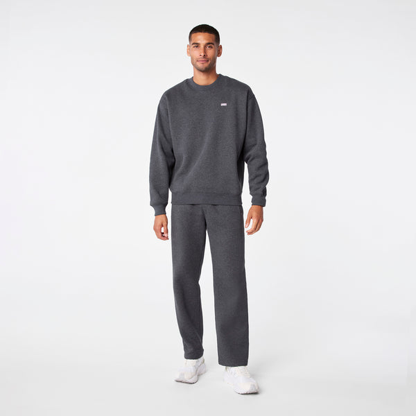 men's Charcoal Heather Grey Off-Shift Relaxed - Crewneck Sweatshirt™