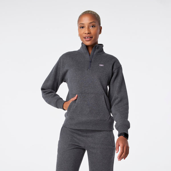 women's Charcoal Heather Grey Off-Shift ¼ Zip - Sweatshirt™
