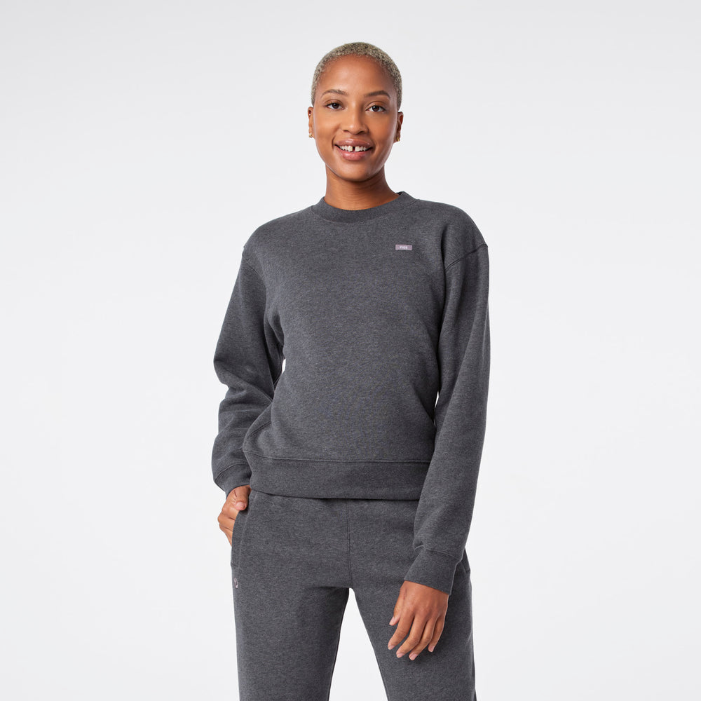 women's Charcoal Heather Grey Off-Shift Relaxed - Crewneck Sweatshirt™
