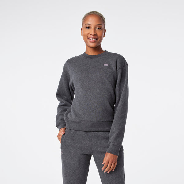 women's Charcoal Heather Grey Off-Shift Relaxed - Crewneck Sweatshirt™