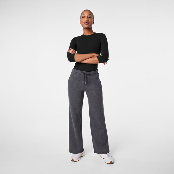 women's Charcoal Heather Grey Off-Shift Wide Leg - Sweatpant™