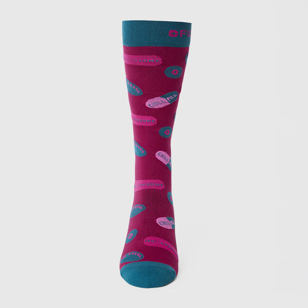 men's Deep Cranberry Be Happy Chill Pill - Compression Socks