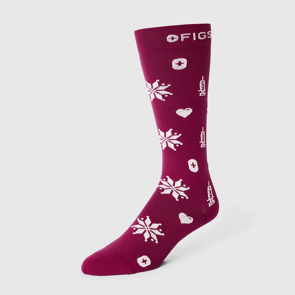 men's Deep Cranberry Fair Isle - Compression Socks