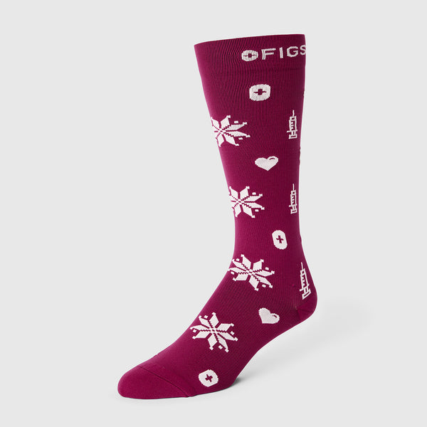 men's Deep Cranberry Fair Isle - Compression Socks
