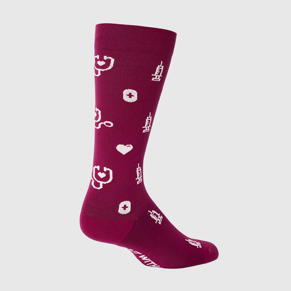 men's Deep Cranberry Fair Isle - Compression Socks