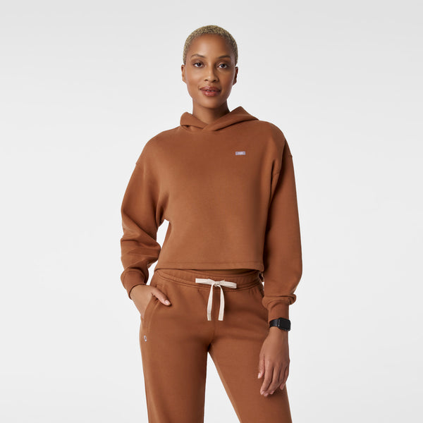 women's Mocha Off-Shift Cropped - Hoodie Sweatshirt™