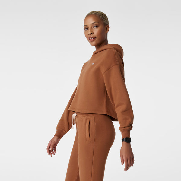women's Mocha Off-Shift Cropped - Hoodie Sweatshirt™