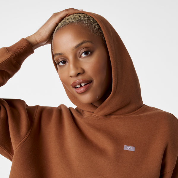 women's Mocha Off-Shift Cropped - Hoodie Sweatshirt™