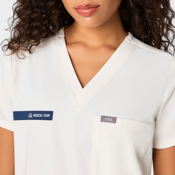 women's Off White FIGS x Team USA Catarina - One-Pocket Scrub Top™