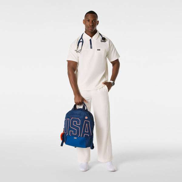 men's Off White FIGS x Team USA FIBREx Polo - Scrub Top