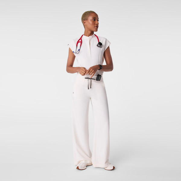 women's Off White High Waisted Allison Ultra Wide Leg - Tall Scrub Pant