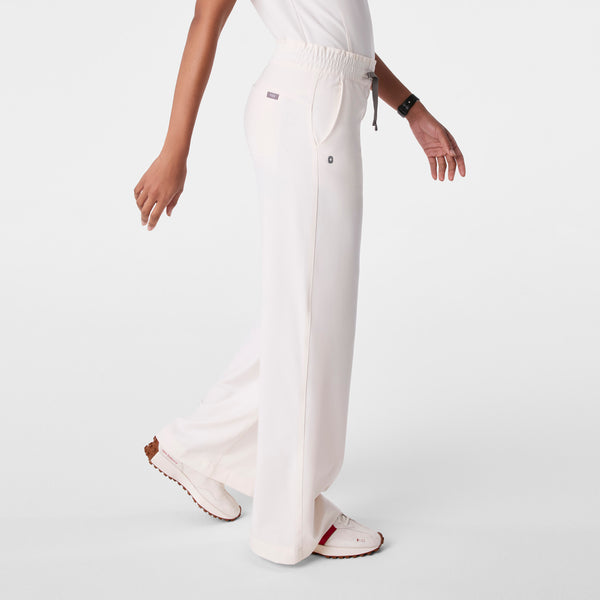 women's Off White High Waisted Allison Ultra Wide Leg - Scrub Pant