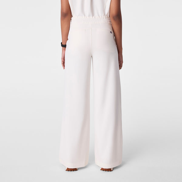 women's Off White High Waisted Allison Ultra Wide Leg - Tall Scrub Pant