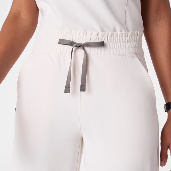 women's Off White High Waisted Allison Ultra Wide Leg - Petite Scrub Pant