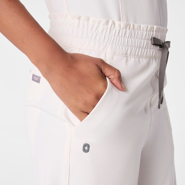 women's Off White High Waisted Allison Ultra Wide Leg - Petite Scrub Pant