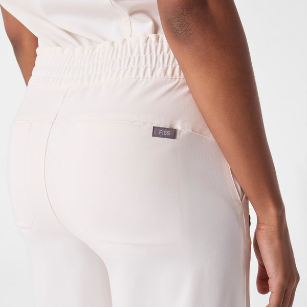 women's Off White High Waisted Allison Ultra Wide Leg - Petite Scrub Pant