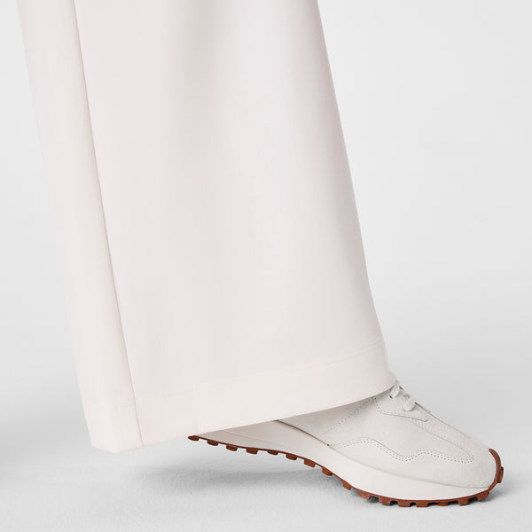 women's Off White High Waisted Allison Ultra Wide Leg - Scrub Pant