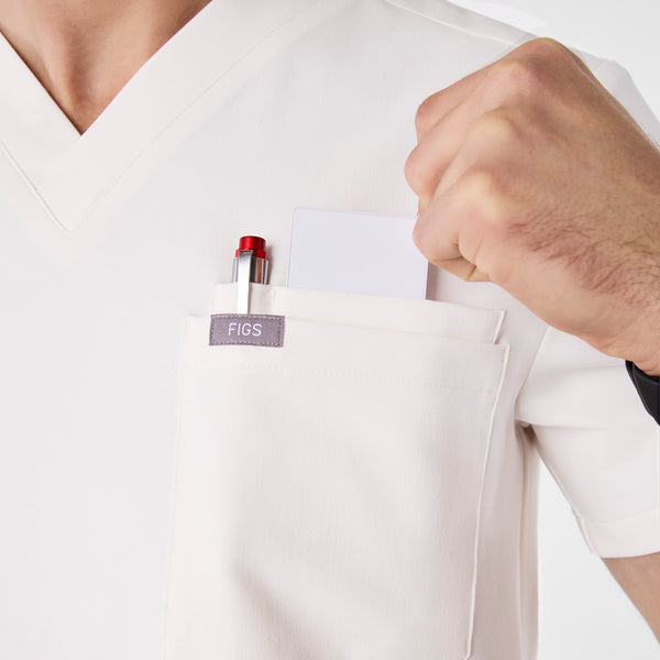 men's Off White Leon - Three-Pocket Scrub Top™