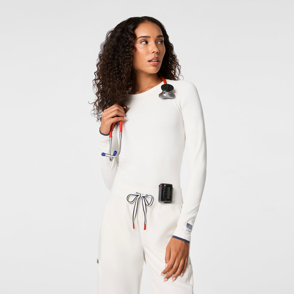 women's Off White FIGS x Team USA Salta Seamless - Longsleeve Underscrub