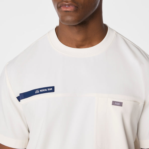 men's Off White FIGS x Team USA Relaxed Crewneck - Scrub Top