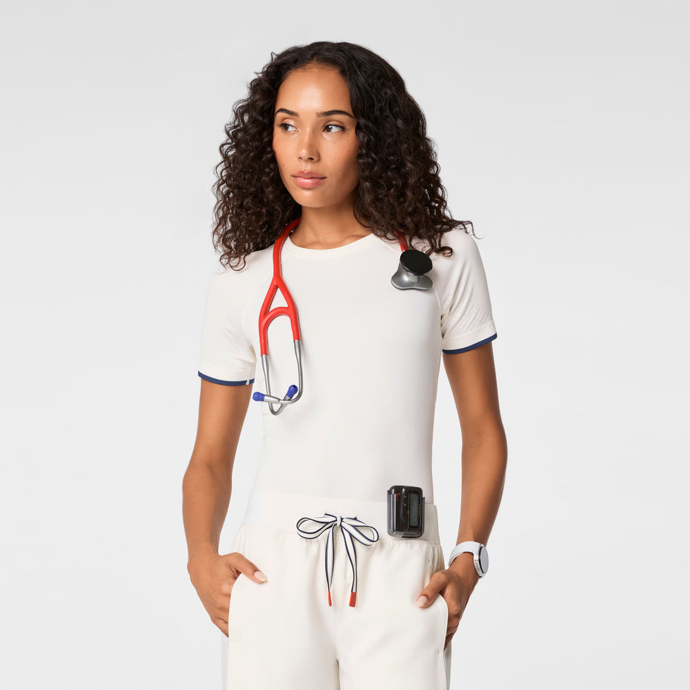 women's Off White FIGS x Team USA Salta Seamless - Shortsleeve Underscrub