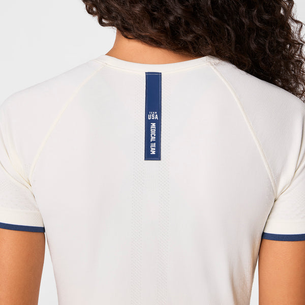 women's Off White FIGS x Team USA Salta Seamless - Shortsleeve Underscrub