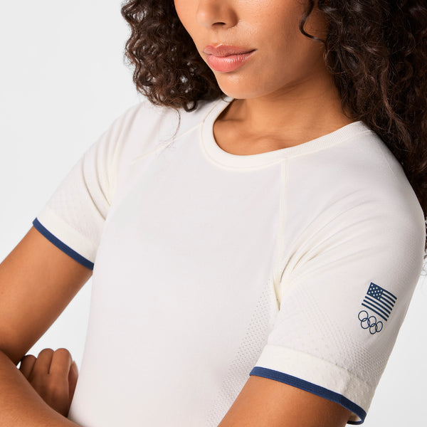 women's Off White FIGS x Team USA Salta Seamless - Shortsleeve Underscrub