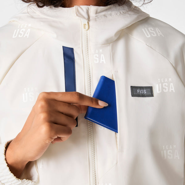 women's Off White FIGS x Team USA On-Shift Stadium Jacket™