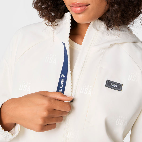 women's Off White FIGS x Team USA On-Shift Stadium Jacket™
