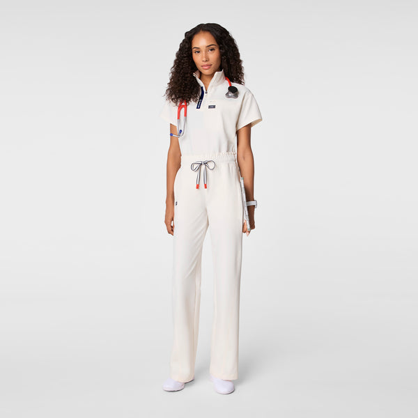 women's Off White FIGS x Team USA High Waisted FIBREx Wide Leg - Petite Scrub Pant