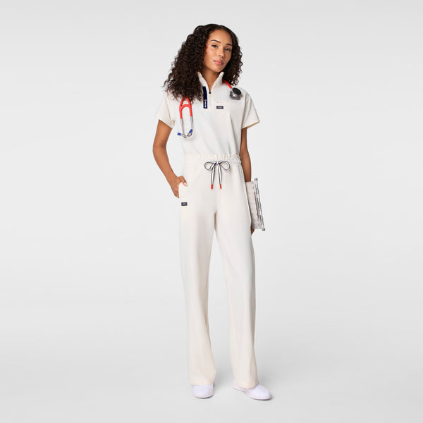 women's Off White FIGS x Team USA High Waisted FIBREx Wide Leg - Tall Scrub Pant