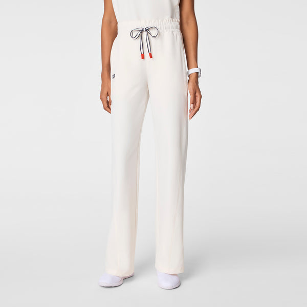 women's Off White FIGS x Team USA High Waisted FIBREx Wide Leg - Petite Scrub Pant