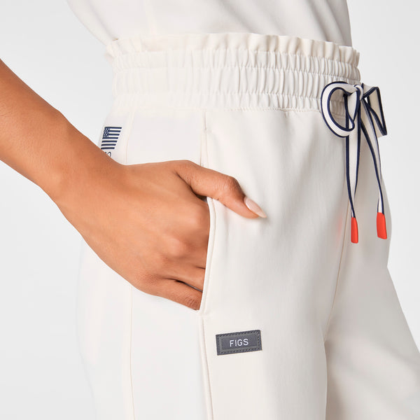 women's Off White FIGS x Team USA High Waisted FIBREx Wide Leg - Petite Scrub Pant