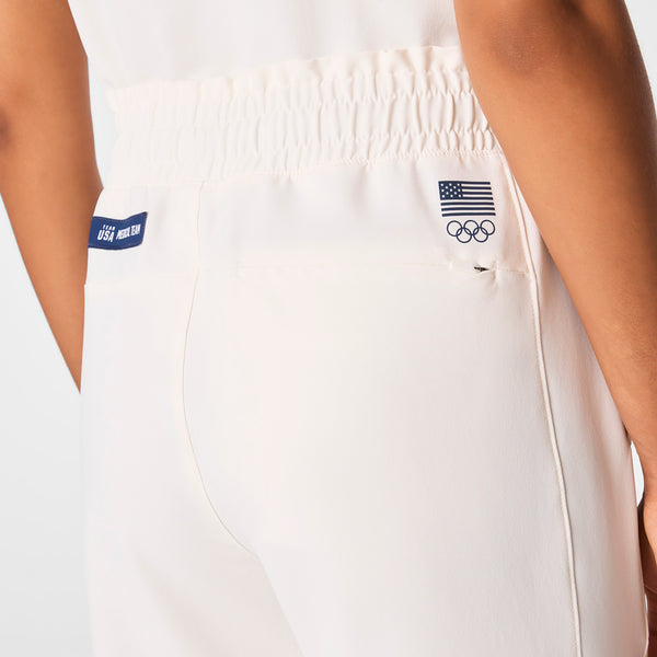 women's Off White FIGS x Team USA High Waisted FIBREx Wide Leg - Scrub Pant