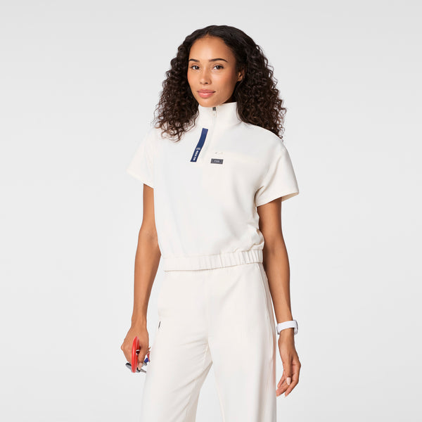 women's Off White FIGS x Team USA FIBREx Mock Neck - Scrub Top