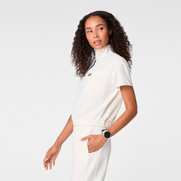 women's Off White FIGS x Team USA FIBREx Mock Neck - Scrub Top