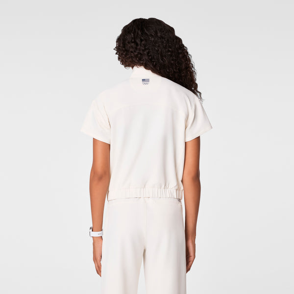 women's Off White FIGS x Team USA FIBREx Mock Neck - Scrub Top