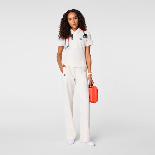 women's Off White FIGS x Team USA FIBREx Polo - Scrub Top