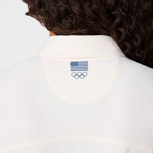 women's Off White FIGS x Team USA FIBREx Polo - Scrub Top