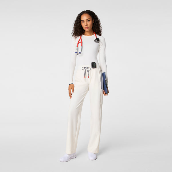 women's Off White FIGS x Team USA High Waisted Wide Leg - Petite Scrub Pant
