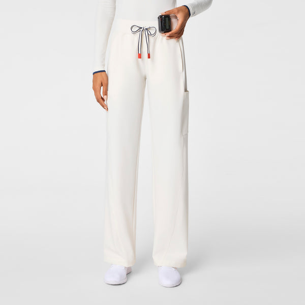 women's Off White FIGS x Team USA High Waisted Wide Leg - Petite Scrub Pant
