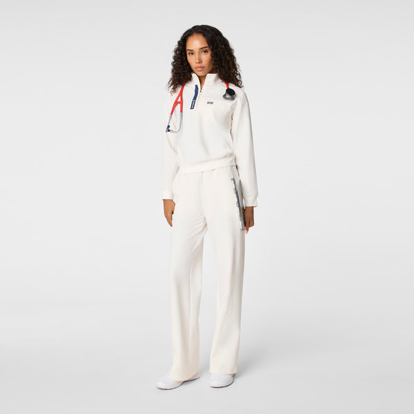 women's Off White FIGS x Team USA Mock Neck Longsleeve - Scrub Top