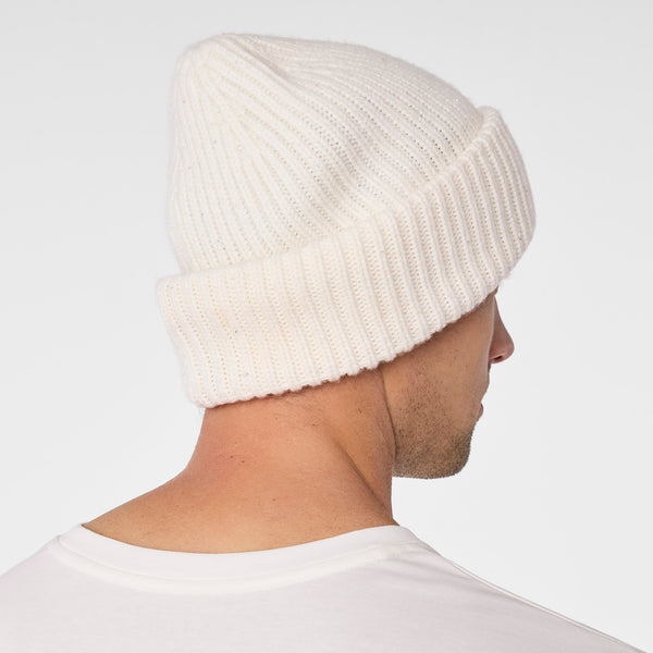 Off White Shimmer FIGS Logo Beanie