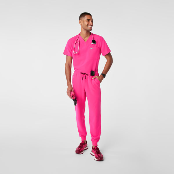 men's Shocking Pink Leon - Three-Pocket Scrub Top™