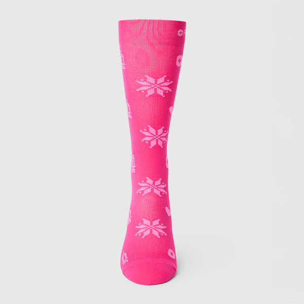 women's Shocking Pink Fair Isle - Compression Socks